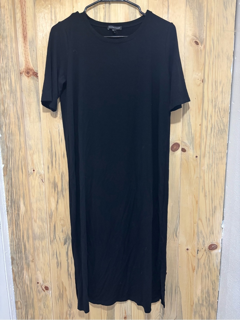 Eileen Fisher Black Midi Crewneck Dress